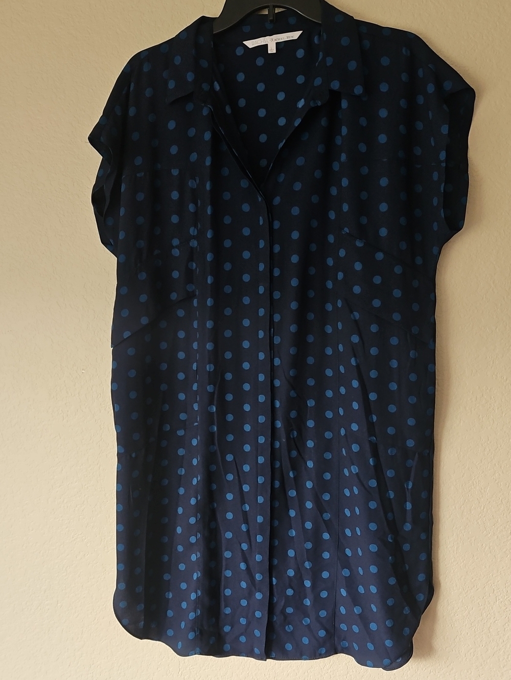 RACHEL Rachel Roy Navy and Blue Polka Dot Shift Dress Size Large